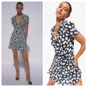 Realisation Par Valentina Dress in Daisy Print Midi Wrap Dress